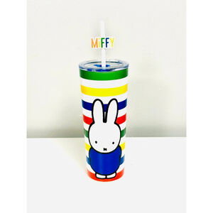 Miffy Rainbow striped insulated Tumbler cup w/lid & straw Dragon Glassware